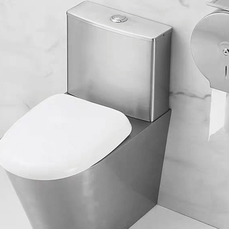 Customizable Public Bathroom China High Quality Silver Two Piece Stainless Steel Piss Wc Toilet