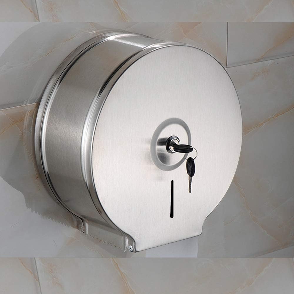 Commercial Toilet Paper Dispenser Jumbo Toilet Paper Dispenser Paper Towel Dispenser Holder - 304 Brushed Stainless Steel Wall Mount with Key Lock 9" Roll