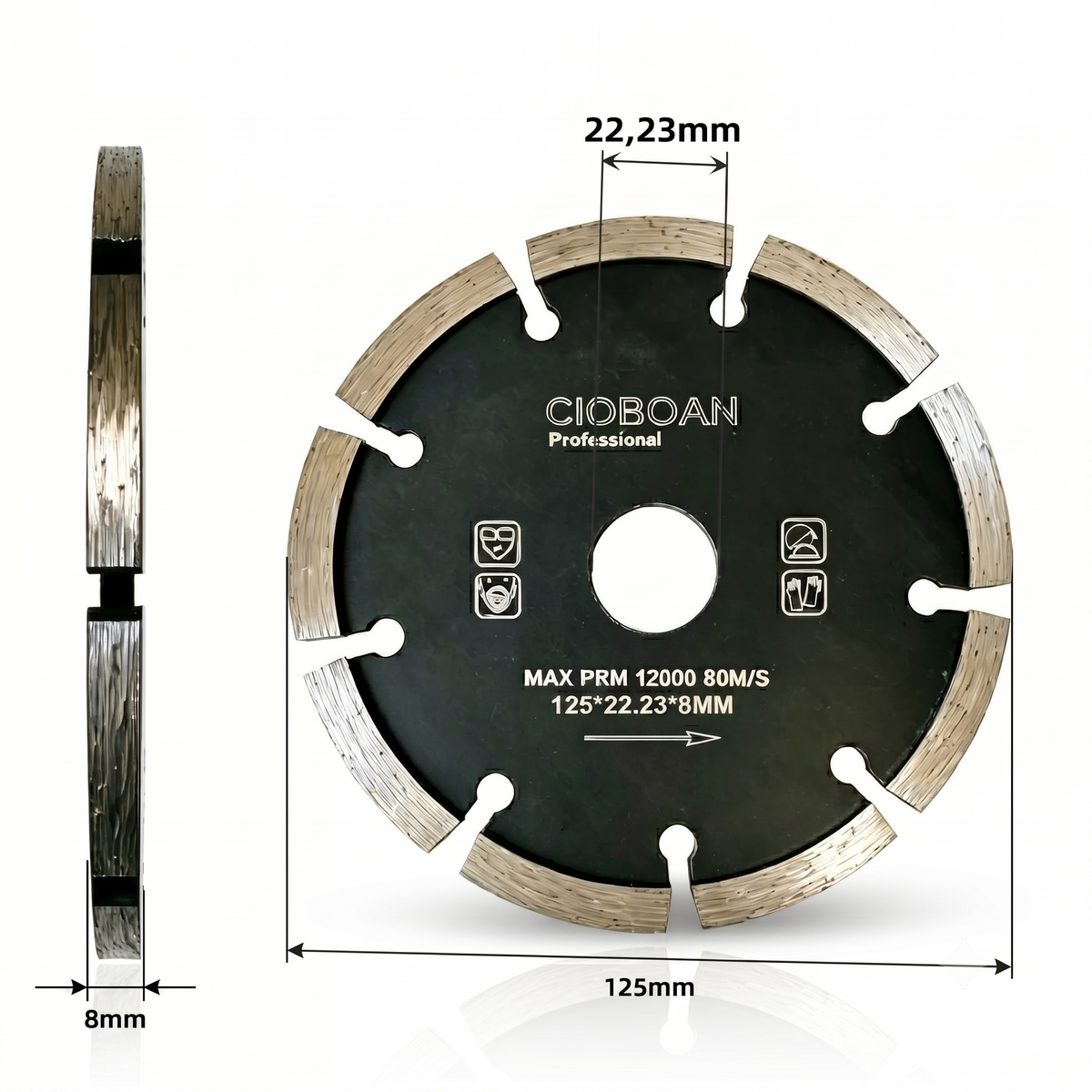 Diamant-Trennscheibe 125 mm Fugenfräser 8 mm Winkelschleifer