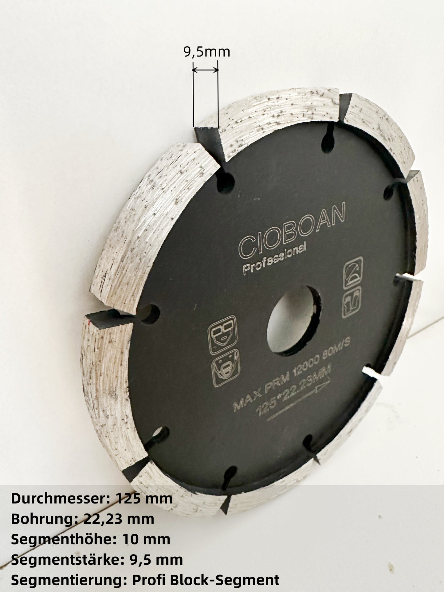 Breite 9.5 mm Fugenfrässcheib Profiqualität, Diamant Fugenfräser Frässcheibefür Mörtel Beton Mauerwerk und Putz. Durchmesser 125mm Breite 9.5 mm für Winkelschleifer Frässcheibe