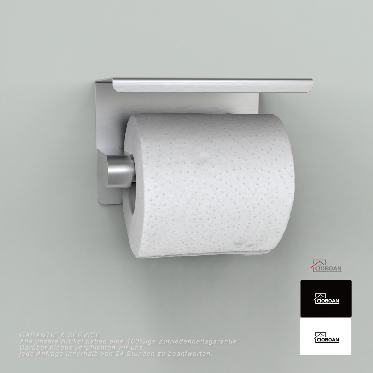 Toilettenpapierhalter mit 14cm Ablage Ohne Bohren, Edelstahl Klorollenhalter Wandmontage