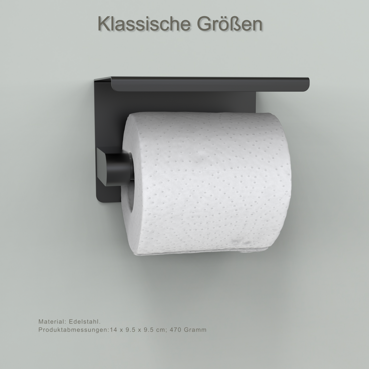 Toilettenpapierhalter mit 14cm Ablage Ohne Bohren, Edelstahl Klorollenhalter Wandmontage