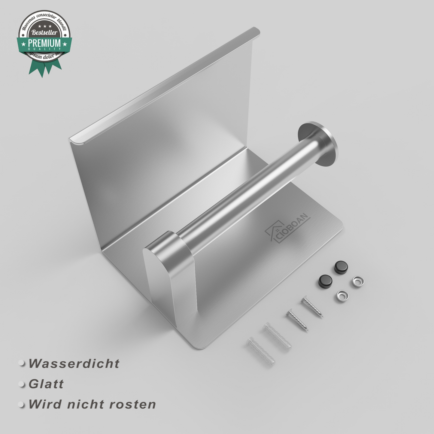 Toilettenpapierhalter mit 14cm Ablage Ohne Bohren, Edelstahl Klorollenhalter Wandmontage